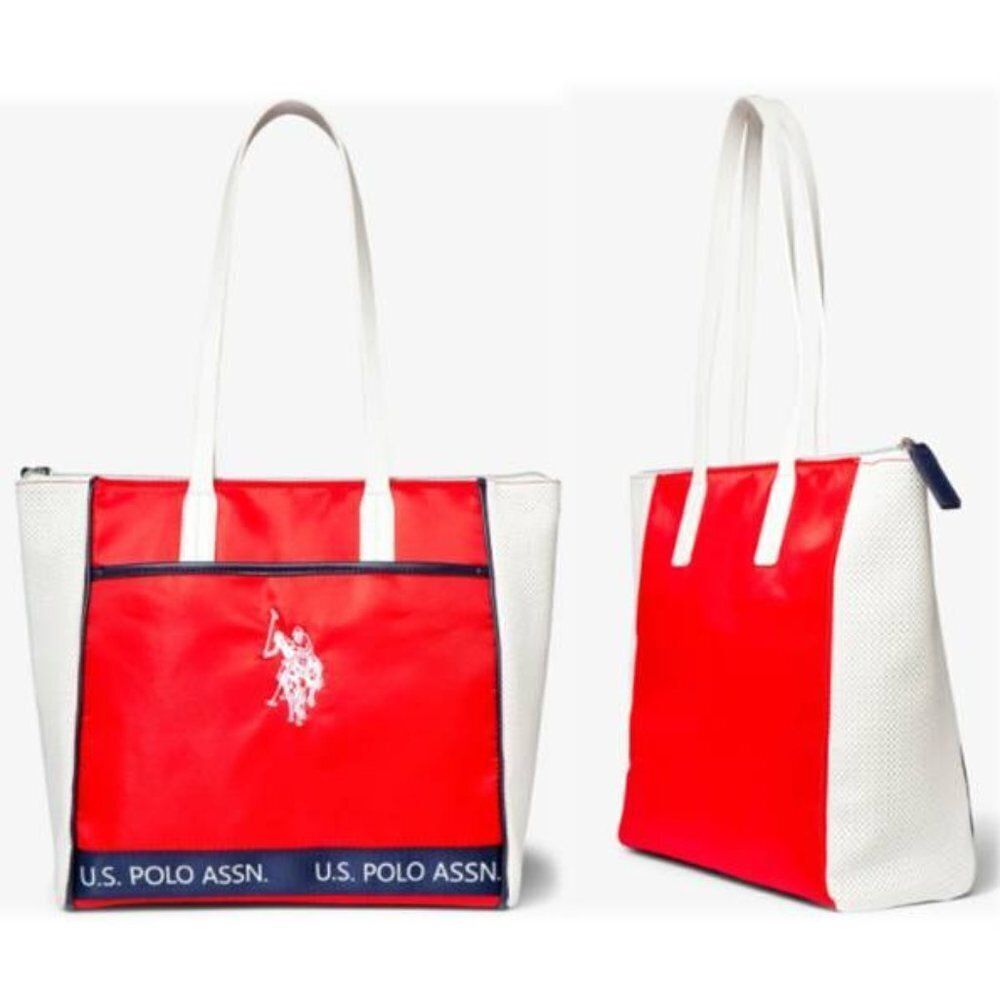 US Polo Association Classic Nylon logo tote Bag Party Office Red $79